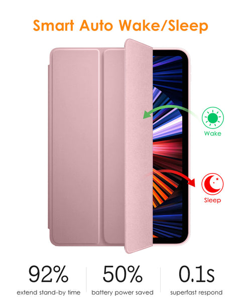 DTTO iPad Pro 12.9 case 2021 [Full Body Protection+Apple 2nd Pencil Charging+ Auto Sleep/Wake] Soft TPU Smart Back Cover Case, Ice Blue