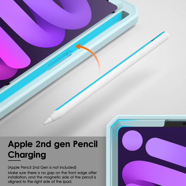 DTTO Shockproof Case for iPad Mini 6 2021, Dual Layer Full Body Tough Rugged Stand Cover Case, Built-in Screen Protector and Pencil Holder for iPad Mini 6 8.3 inch 2021 Release, Deep Black