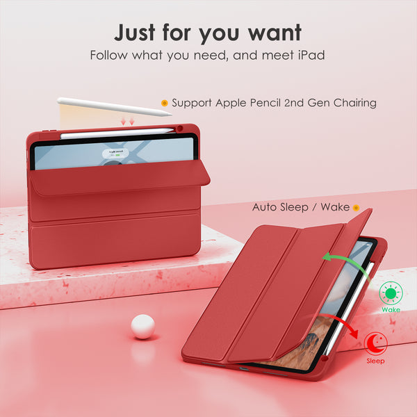 DTTOCASE for iPad Air Case 5th / 4th Generation 10.9 Inch (2022/2020),iPad Pro 11 Inch Case with Transparent Shockproof Back Cover[Built-in Pencil Holder,Auto Sleep/Wake,Camera Protection]-Blue Purple