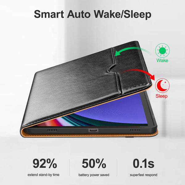 DTTO for Samsung Galaxy Tab S9 11 inch Case 2023 Release [SM-X710/X716B/X718U], Premium Leather Business Folio Stand Cover with S-Pen Holder, Auto Sleep/Wake for Galaxy Tab S9 11" Tablet, Black