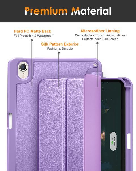 DTTO for iPad Mini 6 Case 2021 with Pencil Holder, Slim Smart Smooth Trifold Stand Front Cover [Auto Sleep/Wake] with Hard PC Clear Back Cover for Apple iPad Mini 6th Generation 8.3 Inch, Marble Green