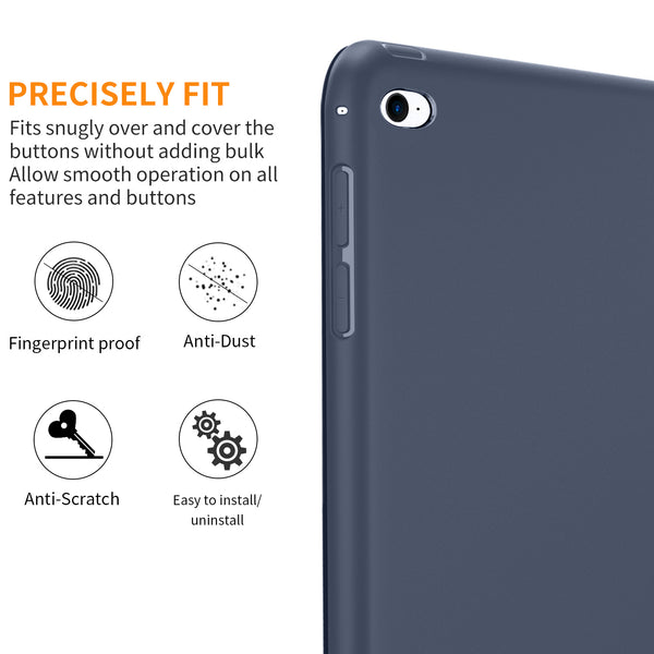 DTTO Case for iPad Mini 4,(Not Compatible with Mini 5th Generation 2019) Ultra Slim Lightweight Smart Case Trifold Stand with Flexible Soft TPU Back Cover for iPad mini4[Auto Sleep/Wake],Navy Blue