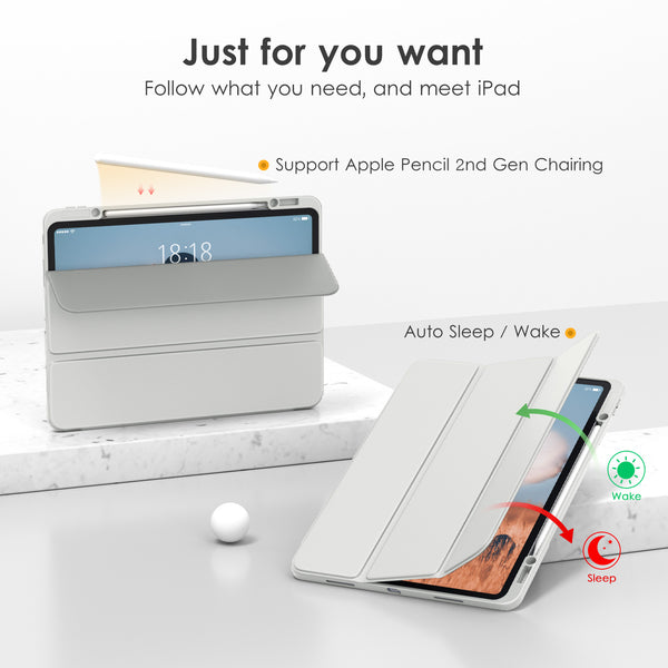 DTTOCASE iPad Pro 12.9 Case 6th / 5th / 4th / 3rd Generation 2022/2021 / 2020/2018,12.9 inch Clear Back Cover[Built-in Pencil Holder,Auto Sleep/Wake,Camera Protection] for iPad Pro-Blue Purple