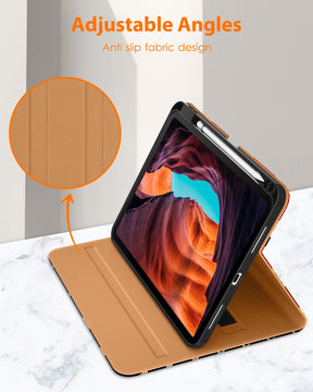DTTO iPad 10th Generation Case 10.9 Inch 2022, Premium Leather Business Folio Stand Cover with Pencil Holder - Auto Wake/Sleep and Multiple Viewing Angles, Brown