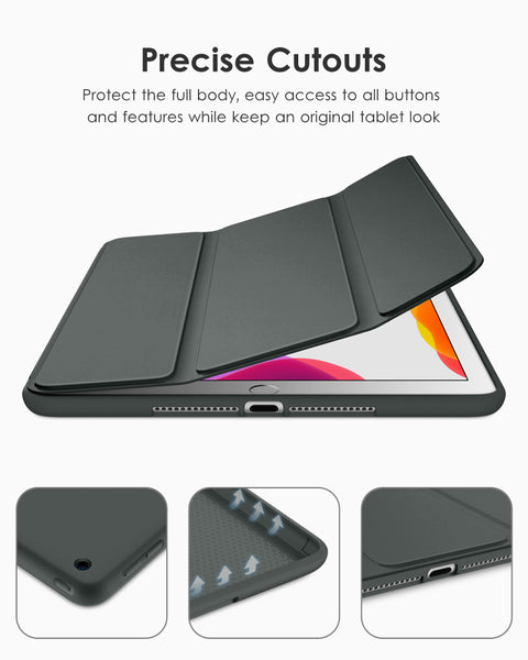 DTTO iPad 9th/ 8th/ 7th Generation 10.2 Case, Lightweight Soft TPU Back for iPad 10.2 Inch (2021/2020/2019) [Auto Wake/Sleep + Trifold Stand] - Rose Gold