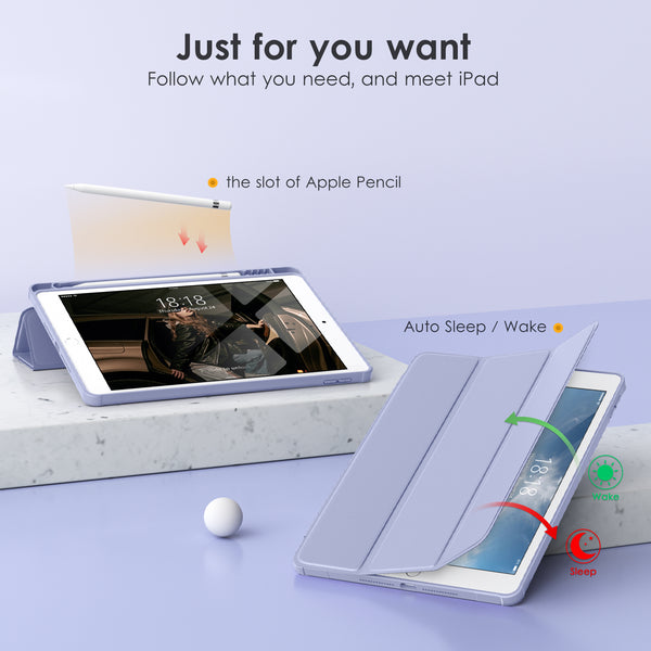 DTTOCASE Case for iPad 9th / 8th / 7th Generation 10.2 inch (2021/2020/2019 Released), Clear Back, TPU Shockproof Frame Cover[Built-in Pencil Holder,Support Auto Sleep/Wake] for ipad 10.2 - Black