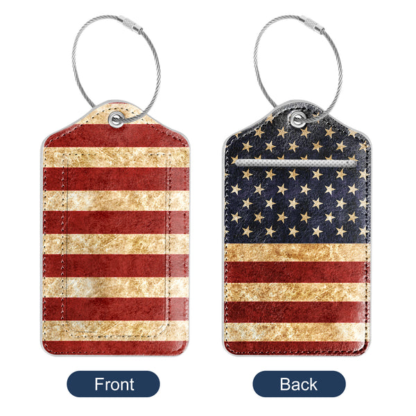 2 Pcs Luggage Tags for Suitcases, DTTO PU Leather Travel Name ID Labels with Privacy Flap, Stainless Steel Loop for Women/Men/Kids/Girls, Marble Pink