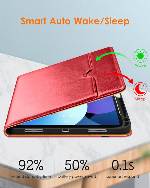 DTTO iPad Air 5th Generation Case (2022) / iPad Air 4th Generation Case (2020) 10.9 Inch, Premium Leather Business Folio Stand Cover with Pencil Holder [2nd Pencil Charging] for iPad Air 5/4, Brown