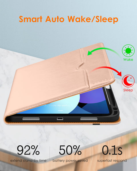 DTTO iPad Air 5th Generation Case (2022) / iPad Air 4th Generation Case (2020) 10.9 Inch, Premium Leather Business Folio Stand Cover with Pencil Holder [2nd Pencil Charging] for iPad Air 5/4, Brown