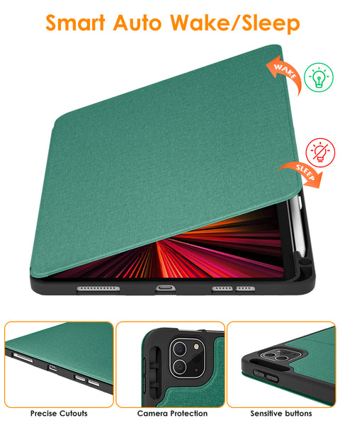 DTTO Case for iPad Pro 11 inch 4th/3rd/2nd/1st Generation 2022/2021/2020/2018-[Auto Wake/Sleep +Apple Pencil Charging +Full Body Protection], Soft TPU Back Cover-Also Fit iPad Air 5/4th Gen, Black