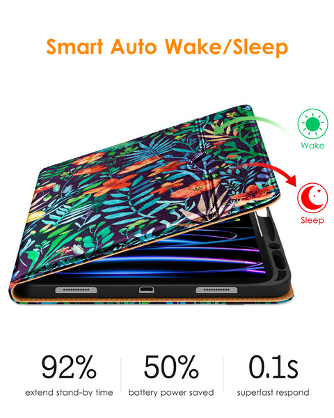 DTTO iPad Pro 12.9 6th / 5th / 4th / 3rd Generation Case 2022/2021/2020/2018, Premium Leather Folio Stand Cover with Built-in Apple Pencil Holder -Auto Wake/Sleep and Multi Viewing Angles,Brown