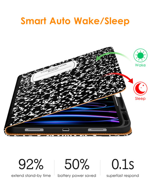 DTTO iPad Pro 12.9 6th / 5th / 4th / 3rd Generation Case 2022/2021/2020/2018, Premium Leather Folio Stand Cover with Built-in Apple Pencil Holder -Auto Wake/Sleep and Multi Viewing Angles,Brown