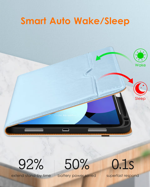 DTTO iPad Air 5th Generation Case (2022) / iPad Air 4th Generation Case (2020) 10.9 Inch, Premium Leather Business Folio Stand Cover with Pencil Holder [2nd Pencil Charging] for iPad Air 5/4, Brown