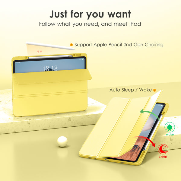 DTTOCASE iPad Pro 12.9 Case 6th / 5th / 4th / 3rd Generation 2022/2021 / 2020/2018,12.9 inch Clear Back Cover[Built-in Pencil Holder,Auto Sleep/Wake,Camera Protection] for iPad Pro-Blue Purple