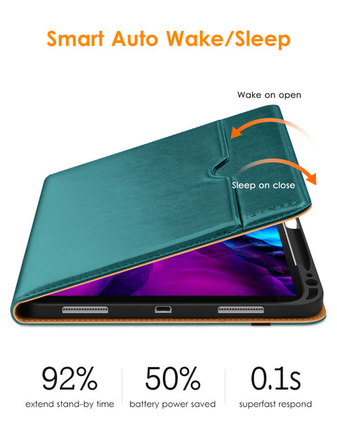 DTTO iPad Pro 12.9 6th / 5th / 4th / 3rd Generation Case 2022/2021/2020/2018, Premium Leather Folio Stand Cover with Built-in Apple Pencil Holder -Auto Wake/Sleep and Multi Viewing Angles,Brown