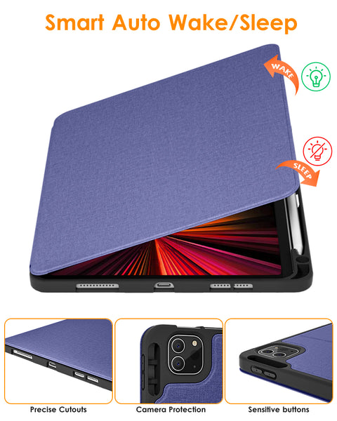 DTTO Case for iPad Pro 11 inch 4th/3rd/2nd/1st Generation 2022/2021/2020/2018-[Auto Wake/Sleep +Apple Pencil Charging +Full Body Protection], Soft TPU Back Cover-Also Fit iPad Air 5/4th Gen, Black