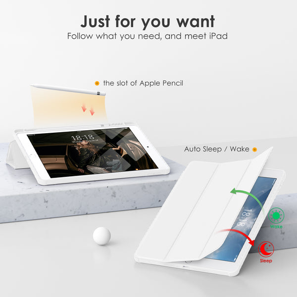 DTTOCASE Case for iPad 9th / 8th / 7th Generation 10.2 inch (2021/2020/2019 Released), Clear Back, TPU Shockproof Frame Cover[Built-in Pencil Holder,Support Auto Sleep/Wake] for ipad 10.2 - Black