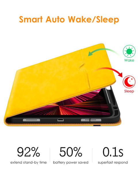 DTTO Case for iPad Pro 11 Inch 4th/3rd/2nd/1st Generation 2022/2021/2020/2018,Premium PU Leather Folio Stand Cover with Hand Strap,Fit iPad Air 4/5 - Auto Wake/Sleep,Multiple Viewing Angles, Brown