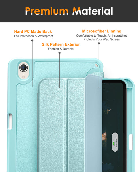 DTTO for iPad Mini 6 Case 2021 with Pencil Holder, Slim Smart Smooth Trifold Stand Front Cover [Auto Sleep/Wake] with Hard PC Clear Back Cover for Apple iPad Mini 6th Generation 8.3 Inch, Marble Green