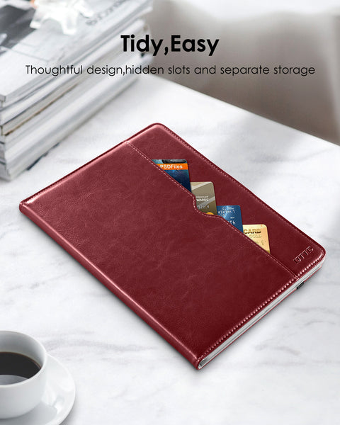 DTTO iPad Mini 1 2 3 Case, Premium Leather Folio Stand Cover Case with Multi-Angle Viewing and Auto Wake-Sleep Function, Front Pocket for Apple iPad Mini 1/Mini 2/Mini 3 - Brown