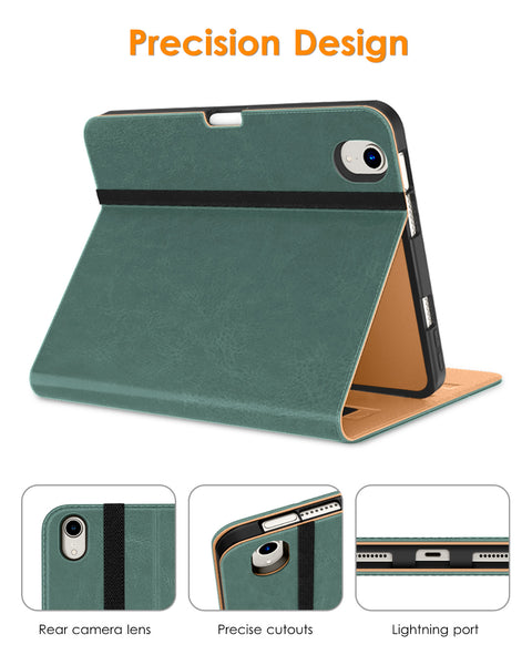 DTTO New iPad Mini 6th Generation Case 8.3 Inch 2021, Premium Leather Business Folio Stand Cover with Built-in Apple Pencil Holder-Auto Wake/Sleep and Multiple Viewing Angles-Black