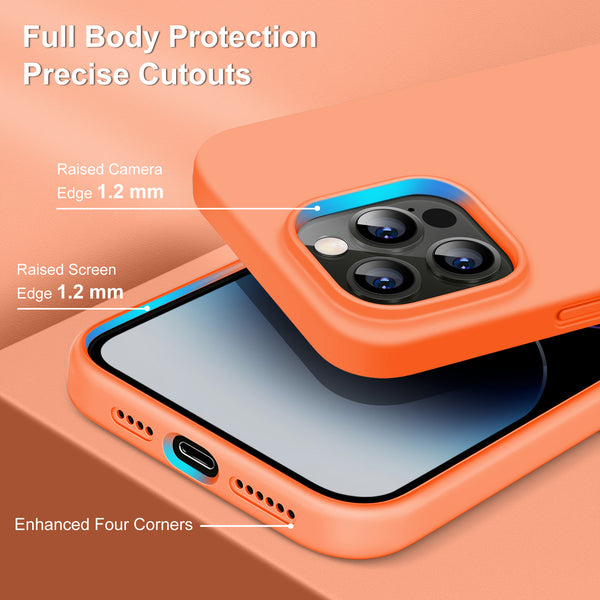 DTTO Compatible with iPhone 14 Pro Max Case, Ultra Slim Soft Premium Liquid Silicone [Military Grade Drop Protection] Full-Body Protective Bumper Phone Case for iPhone 14 Pro Max 6.7"(2022)- Orange