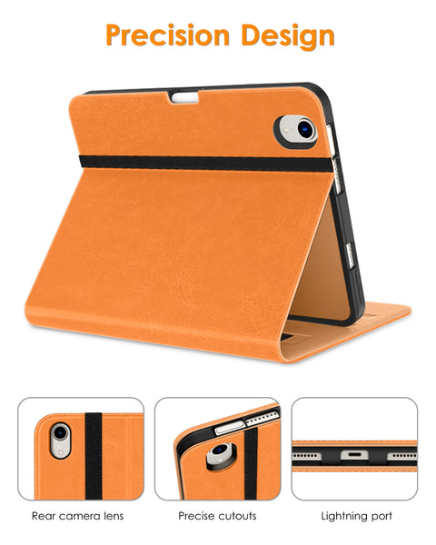 DTTO New iPad Mini 6th Generation Case 8.3 Inch 2021, Premium Leather Business Folio Stand Cover with Built-in Apple Pencil Holder-Auto Wake/Sleep and Multiple Viewing Angles-Black