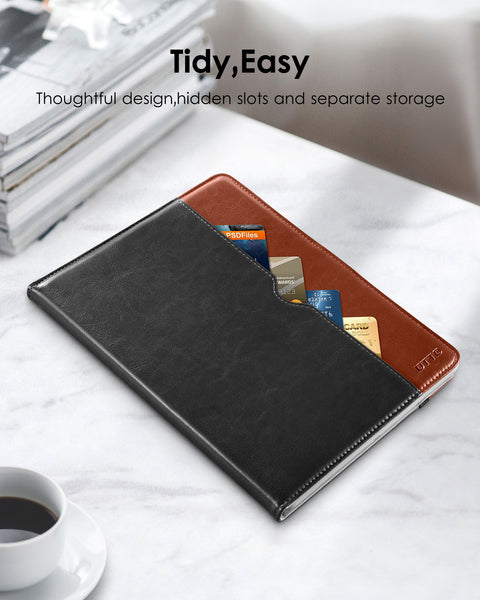 DTTO iPad Mini 1 2 3 Case, Premium Leather Folio Stand Cover Case with Multi-Angle Viewing and Auto Wake-Sleep Function, Front Pocket for Apple iPad Mini 1/Mini 2/Mini 3 - Brown