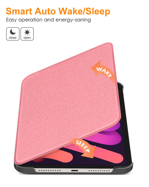 DTTO Case for iPad Mini 6 2021, [Fabric Texture Design+Auto Wake/Sleep+2nd Gen Apple Pencil Charging] Lightweight Hard PC Back Cover for iPad Mini 6th Generation 8.3 inch, Black