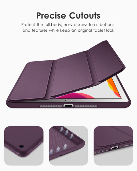 DTTO iPad 9th/ 8th/ 7th Generation 10.2 Case, Lightweight Soft TPU Back for iPad 10.2 Inch (2021/2020/2019) [Auto Wake/Sleep + Trifold Stand] - Rose Gold