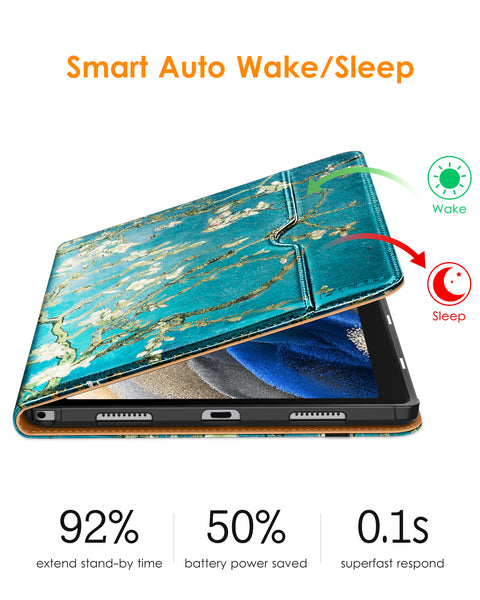 DTTO for Samsung Galaxy Tab A8 10.5 inch Case 2022, Premium Leather Business Folio Stand Cover with Built-in Hand Strap for Samsung Galaxy Tab A8 10.5’’ 2022 Model [SM-X200/X205/X207], Black