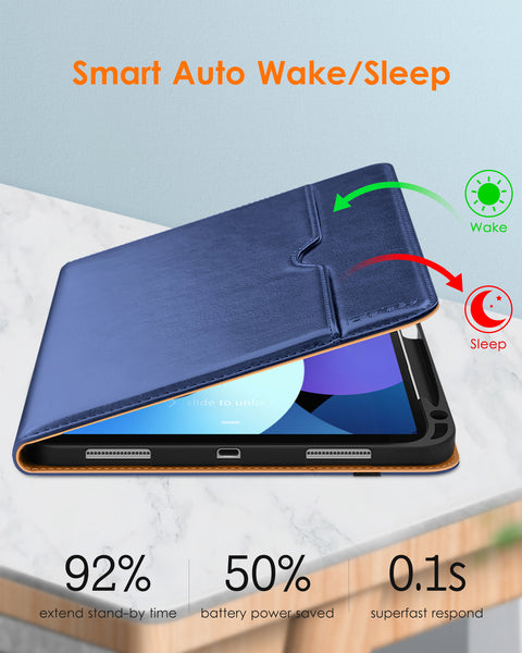 DTTO iPad Air 5th Generation Case (2022) / iPad Air 4th Generation Case (2020) 10.9 Inch, Premium Leather Business Folio Stand Cover with Pencil Holder [2nd Pencil Charging] for iPad Air 5/4, Brown