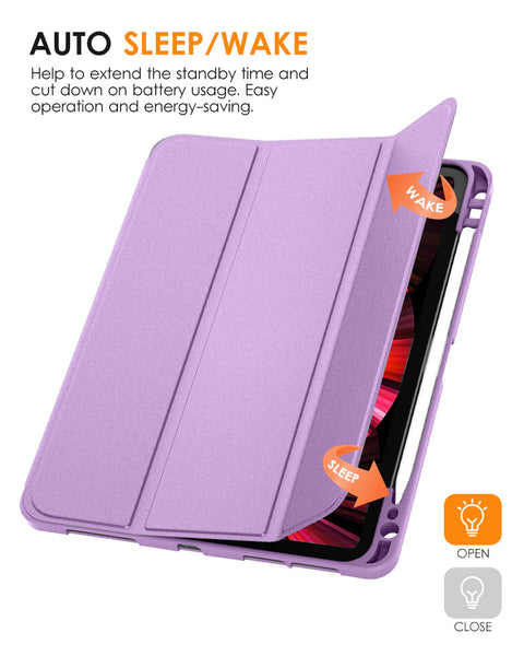 DTTO Case for iPad Pro 11 inch 4th/3rd/2nd/1st Generation 2022/2021/2020/2018, Slim Trifold Stand Soft TPU Back Cover with Built-in Pencil Holder,Also Fit iPad Air 5/4, [Auto Sleep/Wake],Navy Blue