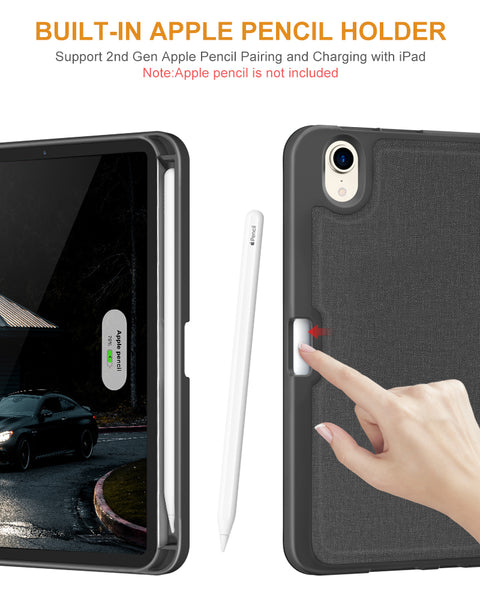 DTTO Case for iPad Mini 6th Gen 8.3 Inch 2021 with Pencil Holder, Multi - Angle Magnetic Standing Cover with TPU Back Shell [Auto Wake/Sleep], Black