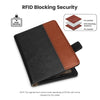 DTTO Passport Holder Cover Wallet, Premium PU Leather RFID Blocking Travel Wallet Case with Vaccine Card Slot for Women Men, Brown Black