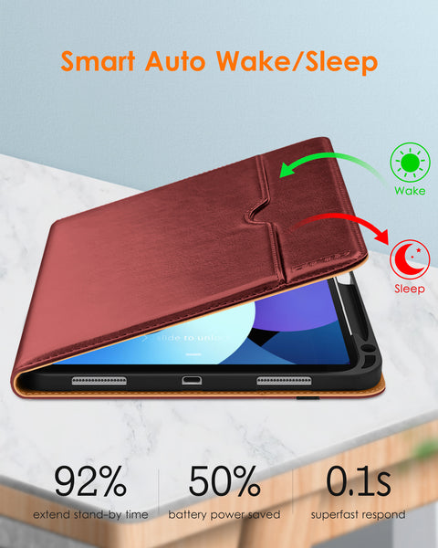 DTTO iPad Air 5th Generation Case (2022) / iPad Air 4th Generation Case (2020) 10.9 Inch, Premium Leather Business Folio Stand Cover with Pencil Holder [2nd Pencil Charging] for iPad Air 5/4, Brown