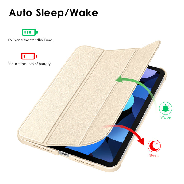 DTTO iPad Air Case 5th / 4th Generation 10.9 Inch, Hard Back, Sparkled and Sheen Front Cover for iPad Air 10.9" 5th / 4th Gen 2022 2020, Support 2nd Gen Pencil, Auto Sleep/Wake - Snow Blue