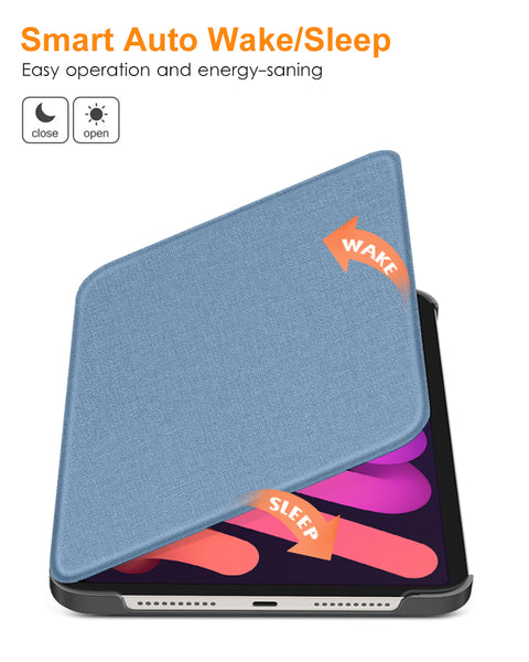 DTTO Case for iPad Mini 6 2021, [Fabric Texture Design+Auto Wake/Sleep+2nd Gen Apple Pencil Charging] Lightweight Hard PC Back Cover for iPad Mini 6th Generation 8.3 inch, Black