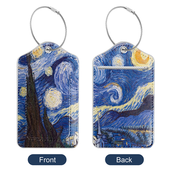 2 Pcs Luggage Tags for Suitcases, DTTO PU Leather Travel Name ID Labels with Privacy Flap, Stainless Steel Loop for Women/Men/Kids/Girls, Marble Pink