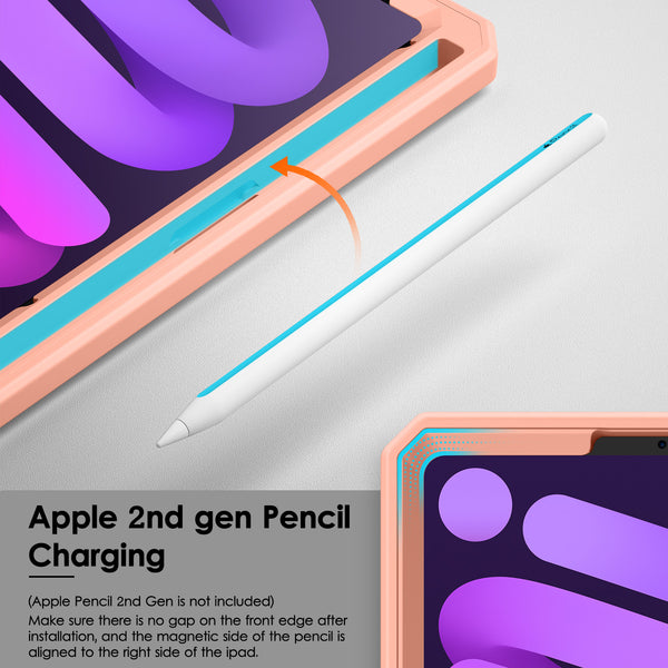 DTTO Shockproof Case for iPad Mini 6 2021, Dual Layer Full Body Tough Rugged Stand Cover Case, Built-in Screen Protector and Pencil Holder for iPad Mini 6 8.3 inch 2021 Release, Deep Black