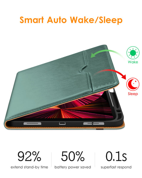 DTTO Case for iPad Pro 11 Inch 4th/3rd/2nd/1st Generation 2022/2021/2020/2018,Premium PU Leather Folio Stand Cover with Hand Strap,Fit iPad Air 4/5 - Auto Wake/Sleep,Multiple Viewing Angles, Brown