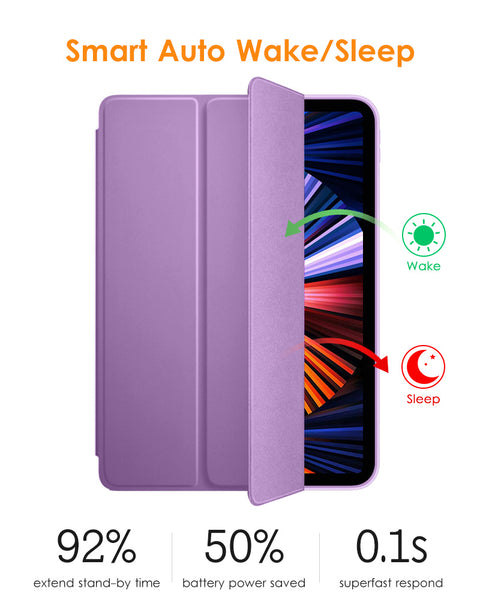 DTTO iPad Pro 12.9 case 2021 [Full Body Protection+Apple 2nd Pencil Charging+ Auto Sleep/Wake] Soft TPU Smart Back Cover Case, Ice Blue