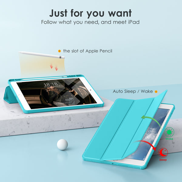 DTTOCASE Case for iPad 9th / 8th / 7th Generation 10.2 inch (2021/2020/2019 Released), Clear Back, TPU Shockproof Frame Cover[Built-in Pencil Holder,Support Auto Sleep/Wake] for ipad 10.2 - Black