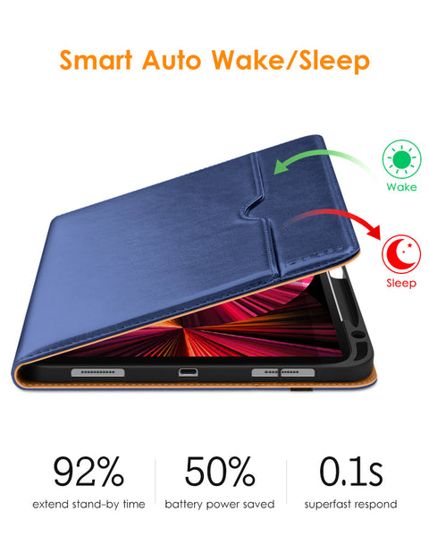 DTTO Case for iPad Pro 11 Inch 4th/3rd/2nd/1st Generation 2022/2021/2020/2018,Premium PU Leather Folio Stand Cover with Hand Strap,Fit iPad Air 4/5 - Auto Wake/Sleep,Multiple Viewing Angles, Brown