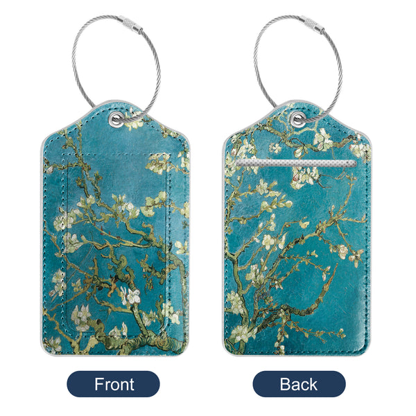 2 Pcs Luggage Tags for Suitcases, DTTO PU Leather Travel Name ID Labels with Privacy Flap, Stainless Steel Loop for Women/Men/Kids/Girls, Marble Pink