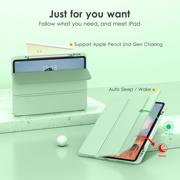 DTTOCASE iPad Pro 12.9 Case 6th / 5th / 4th / 3rd Generation 2022/2021 / 2020/2018,12.9 inch Clear Back Cover[Built-in Pencil Holder,Auto Sleep/Wake,Camera Protection] for iPad Pro-Blue Purple