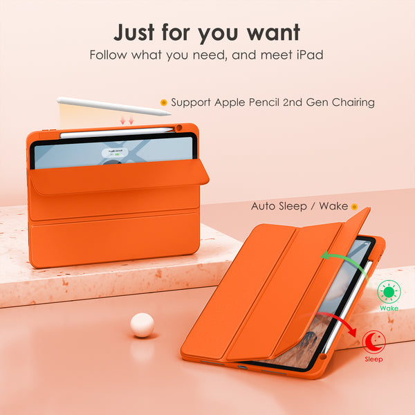 DTTOCASE for iPad Air Case 5th / 4th Generation 10.9 Inch (2022/2020),iPad Pro 11 Inch Case with Transparent Shockproof Back Cover[Built-in Pencil Holder,Auto Sleep/Wake,Camera Protection]-Blue Purple