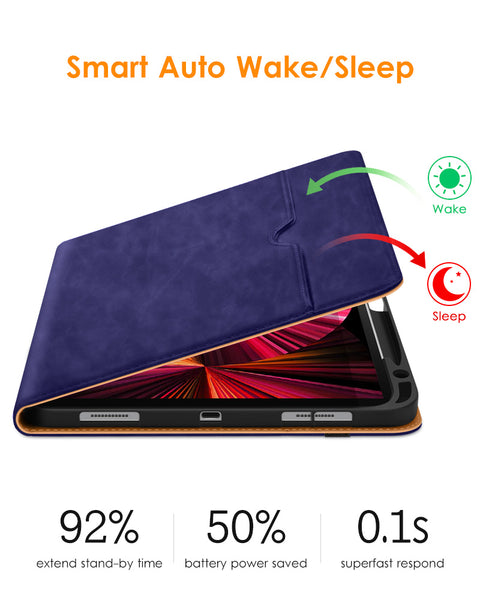 DTTO Case for iPad Pro 11 Inch 4th/3rd/2nd/1st Generation 2022/2021/2020/2018,Premium PU Leather Folio Stand Cover with Hand Strap,Fit iPad Air 4/5 - Auto Wake/Sleep,Multiple Viewing Angles, Brown