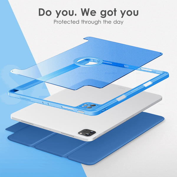 VIKESI iPad Pro 12.9 Smooth Matte Case with Pencil Holder and Camera Protector for iPad Pro 12.9 inch 6th / 5th / 4th / 3rd Generation Released in 2022/2021 / 2020/2018 - Light Blue