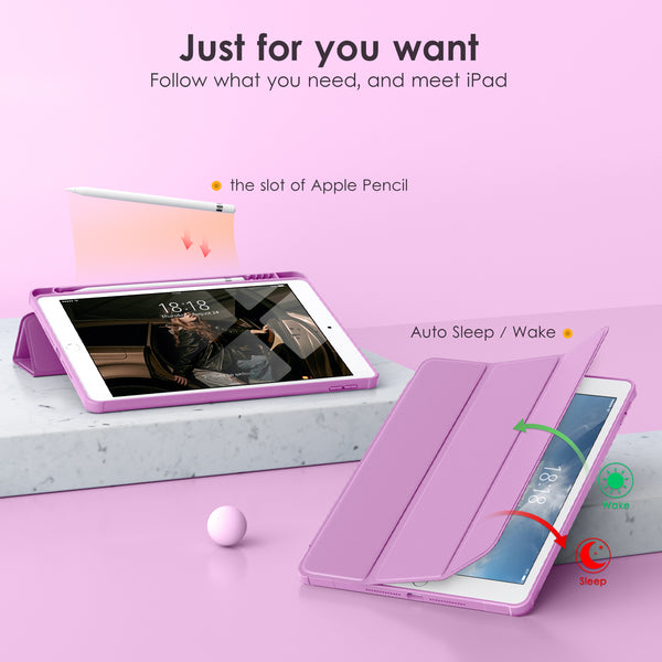 DTTOCASE Case for iPad 9th / 8th / 7th Generation 10.2 inch (2021/2020/2019 Released), Clear Back, TPU Shockproof Frame Cover[Built-in Pencil Holder,Support Auto Sleep/Wake] for ipad 10.2 - Black